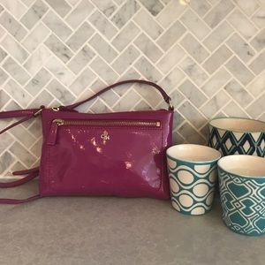 Cole Haan magenta patent cross body purse